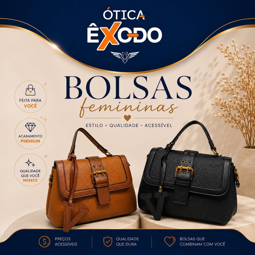 Bolsa feminina premium marrom e preta - Ótica Êxodo Maceió