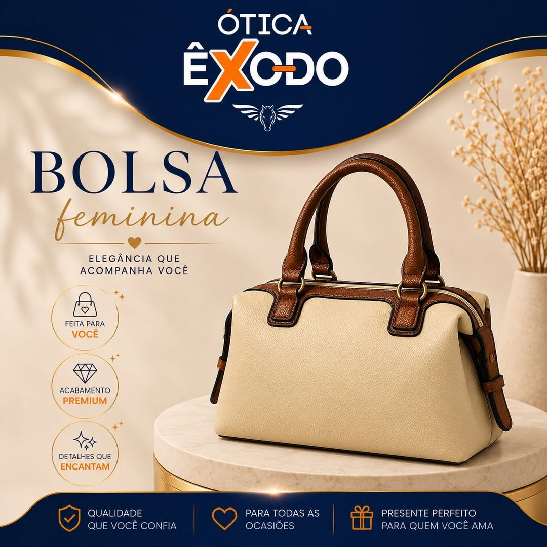 Bolsa feminina creme e marrom - Ótica Êxodo Maceió